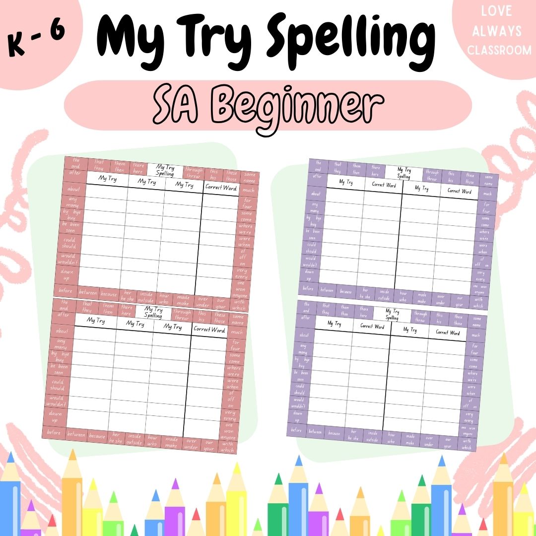 Try Spelling - SA Beginner Font