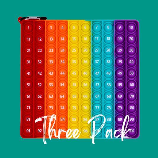 THREE PACK - Double Vertical Rainbow - Pop It Hundred Board/Chart