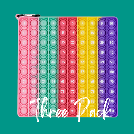 THREE PACK - Pastel Rainbow - Pop It Hundred Board/Chart