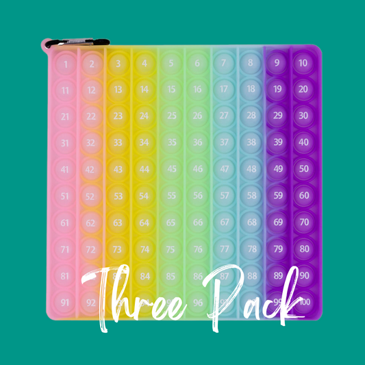 THREE PACK - Glow in the Dark Pastel - Pop It Hundred Board/Chart