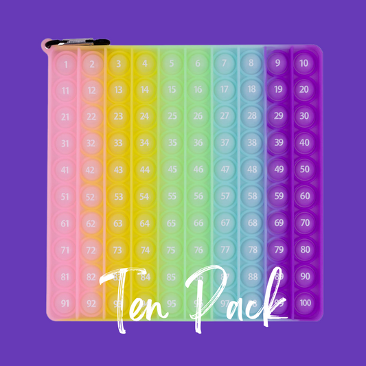 TEN PACK - Glow in the Dark Pastel - Pop It Hundred Board/Chart