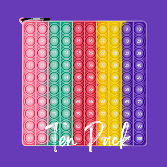 TEN PACK - Pastel Rainbow - Pop It Hundred Board/Chart