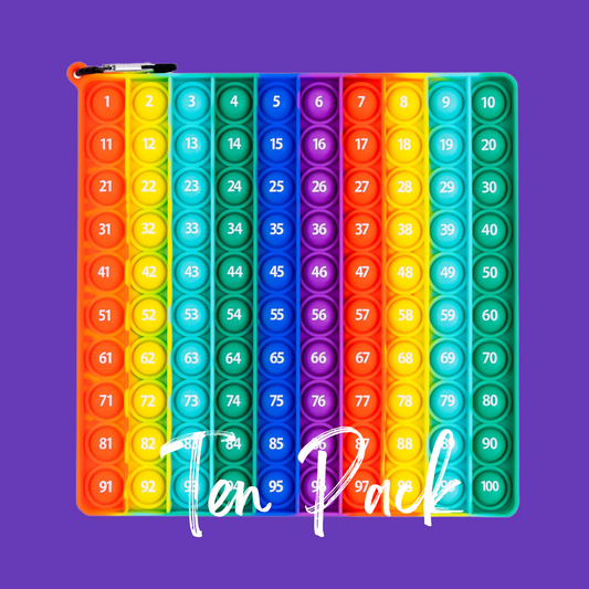 TEN PACK - Crazy Rainbow - Pop It Hundred Board/Chart