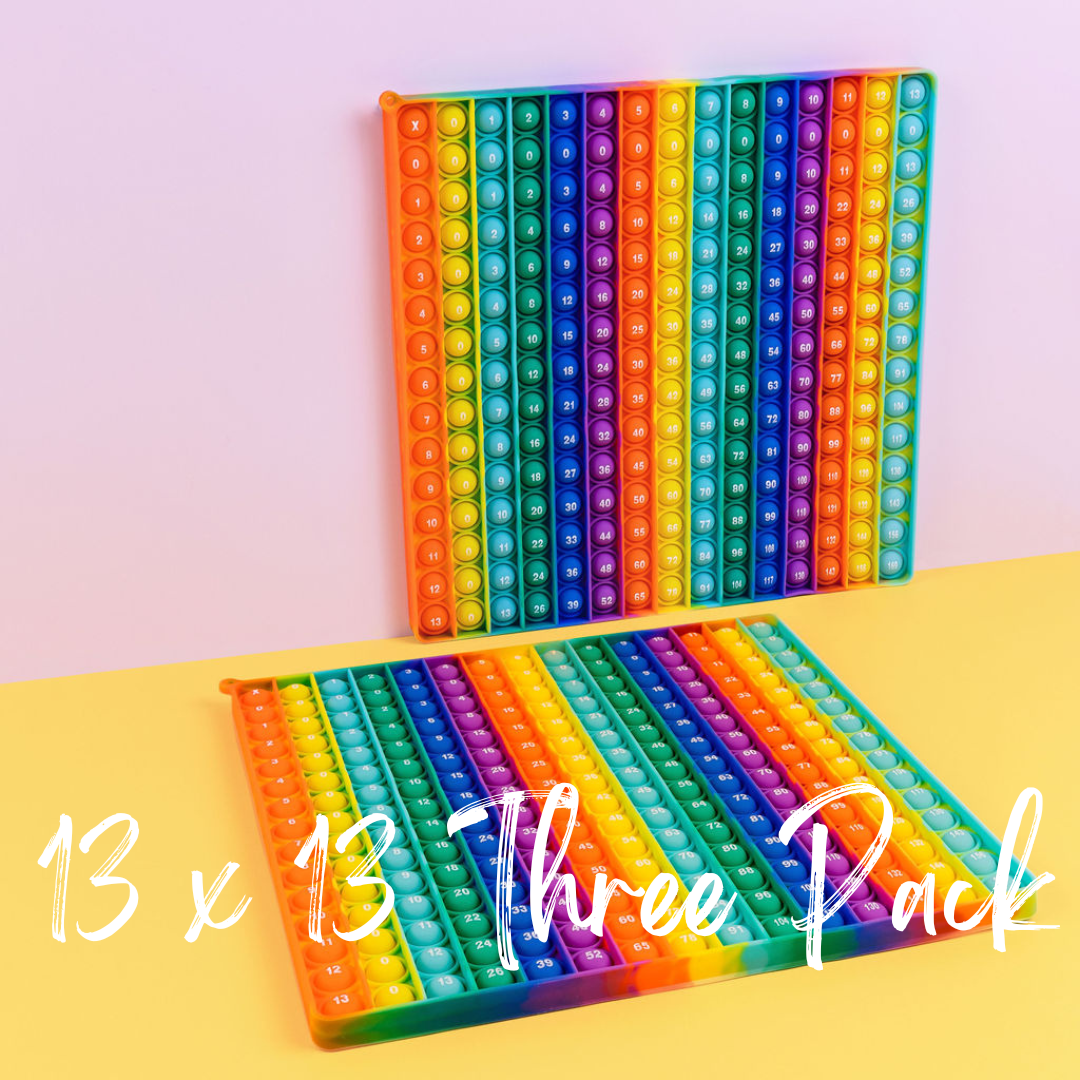 THREE PACK 13 x 13  Multiplication and Times Tables Bubble Board Pop It